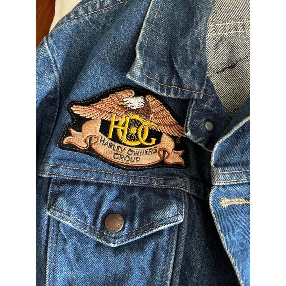 VTG Rustler Women’s Denim Jacket Ladies of Harley Davidson Embroidered Patches M - Picture 6 of 8